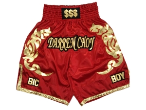 Personalized Boxing Shorts : KNBXCUST-2039-Red
